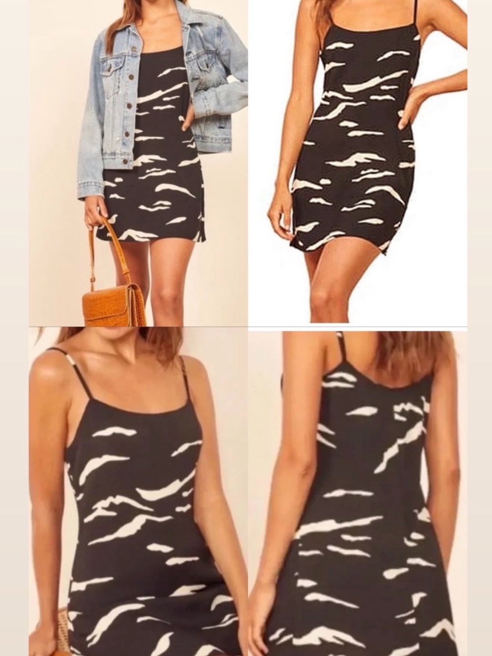 REFORMATION • Lindsey mini dress - Black & Cream - size 6